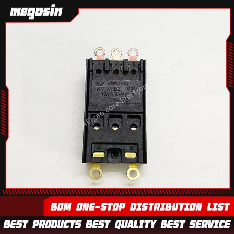 1pcs/lot KBD2 5-pin 4-speed hair dryer air duct power switch 5-pin large and small air push sliding switch 10A