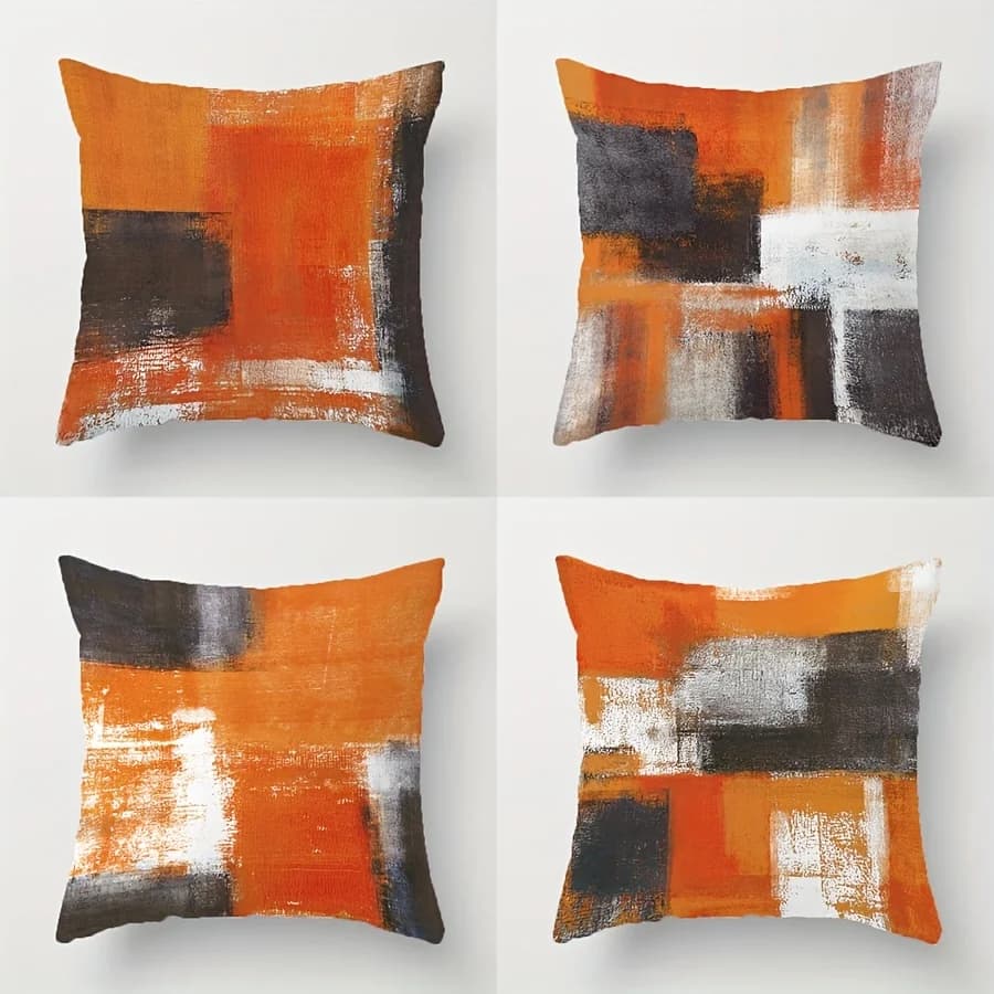 Nordic Orange Cement Grey Abstract Linen Pillowcase 40*40 Sofa Cushion Cover 60*60 Home Decoration Pillowcase Customizable 50*50