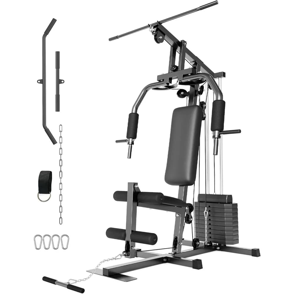 Macchina Multifunzione per Palestra Domestica con Pesi da 100 Libbre, Stazione di Allenamento Completo per il Corpo, Attrezzatura per Allenamento della Forza con Pulegge