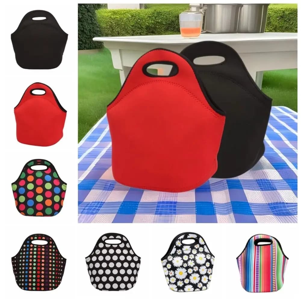 Borsa Termica Portatile Facile da Pulire, Riutilizzabile in Neoprene, con Motivo Floreale, per Uso Quotidiano