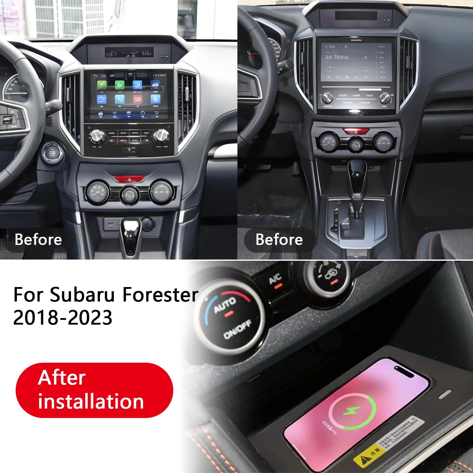 2 DIN Ultimo Modello per Subaru Forester 2018-2023, Caricatore Wireless per Auto, Tappetino di Ricarica Rapida per Telefono, Accessori Elettronici per Auto