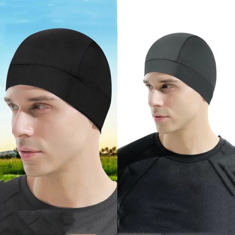 Cycling Under Helmet Liner Sweat Absorbent Hat Men Women Quick Dry Breathable Mesh Skull Beanie Cap Hiking Running Sports Cap