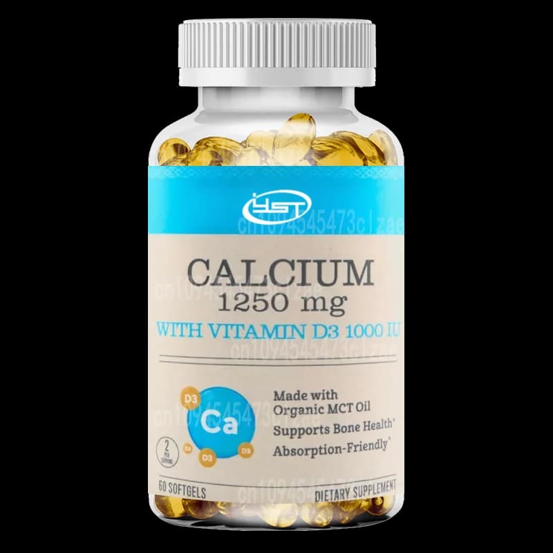 Calcium containing vitamin D3- Supplement for bone health and immune system, made with organic coconut oil, gluten-free -60 capsules