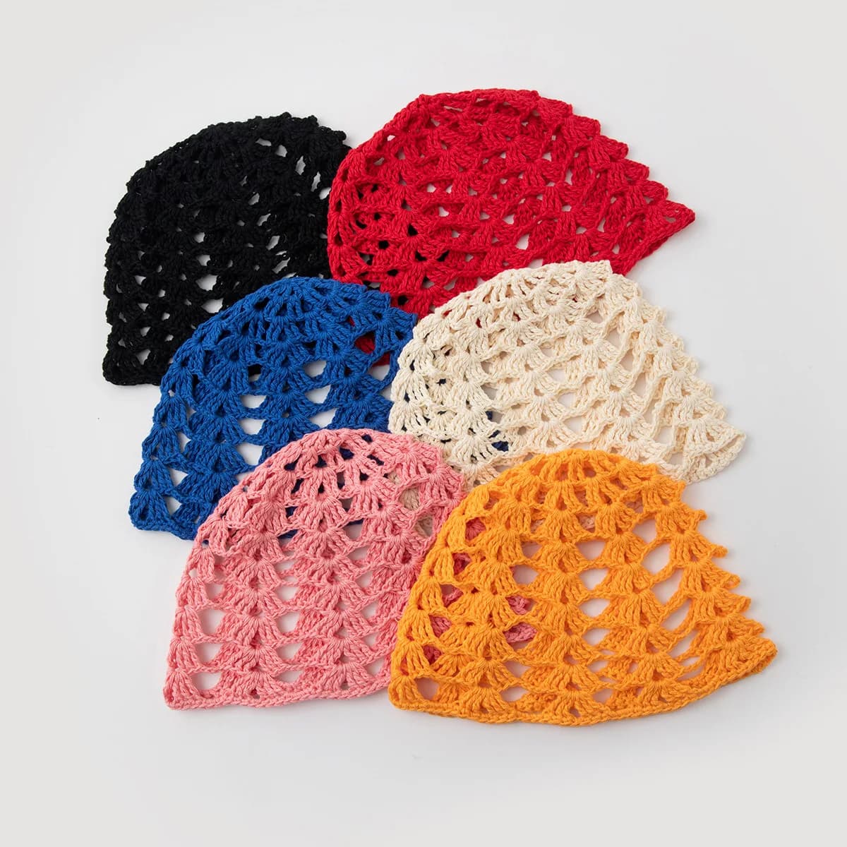 Cappello all'uncinetto alla moda da donna, estivo, traforato, fatto a mano, traspirante, lavorato a maglia, in rete, stile Y2K, copricapo estivo, cappello a calotta