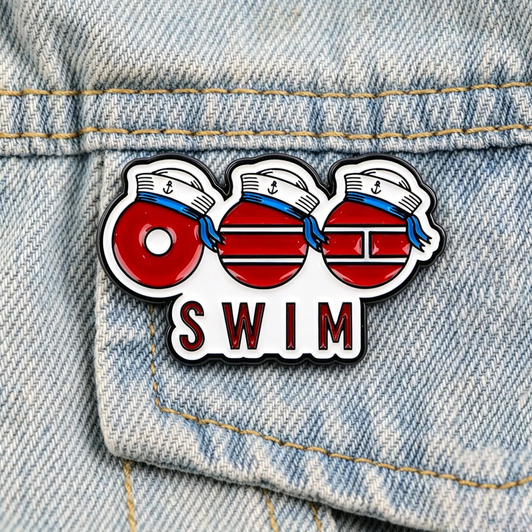 Cartoon Enamel Pin Retro Brooch Funny Swimming Theme Lapel Pin for Jackets Jewelry Clothing Decoration