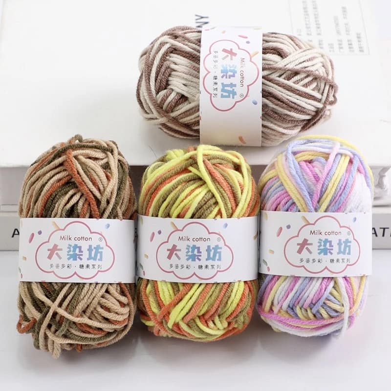 250g 10 pezzi di filato di cotone al latte tinto a 5 fili, filato per bambini di medio spessore, uncinetto per sciarpa tessuta a mano, colthes per bambole, accessori