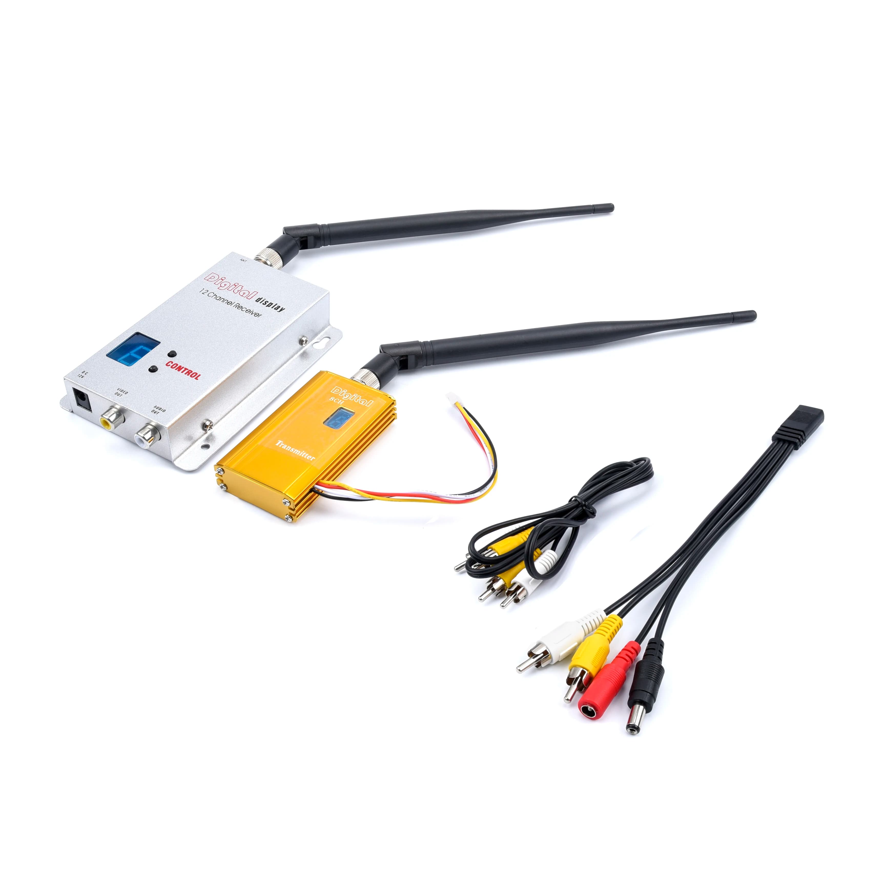 FPV Digital Display 1.2GHZ 1.2G 1500mW 8CH Wireless Audio Video Tranmsitter and 12 Channel Receiver Kit For RC Drone