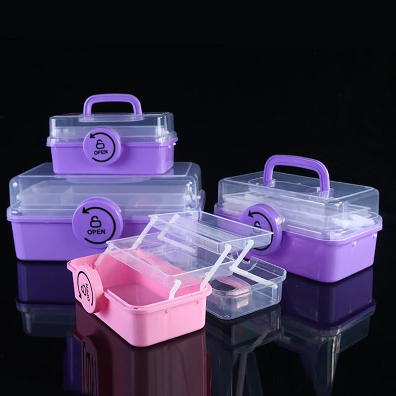 Scatola portaoggetti per accessori per capelli per bambini 1PC con tre strati e accessori portatili pieghevoli Scatola portaoggetti da tavolo Scatola per nail art