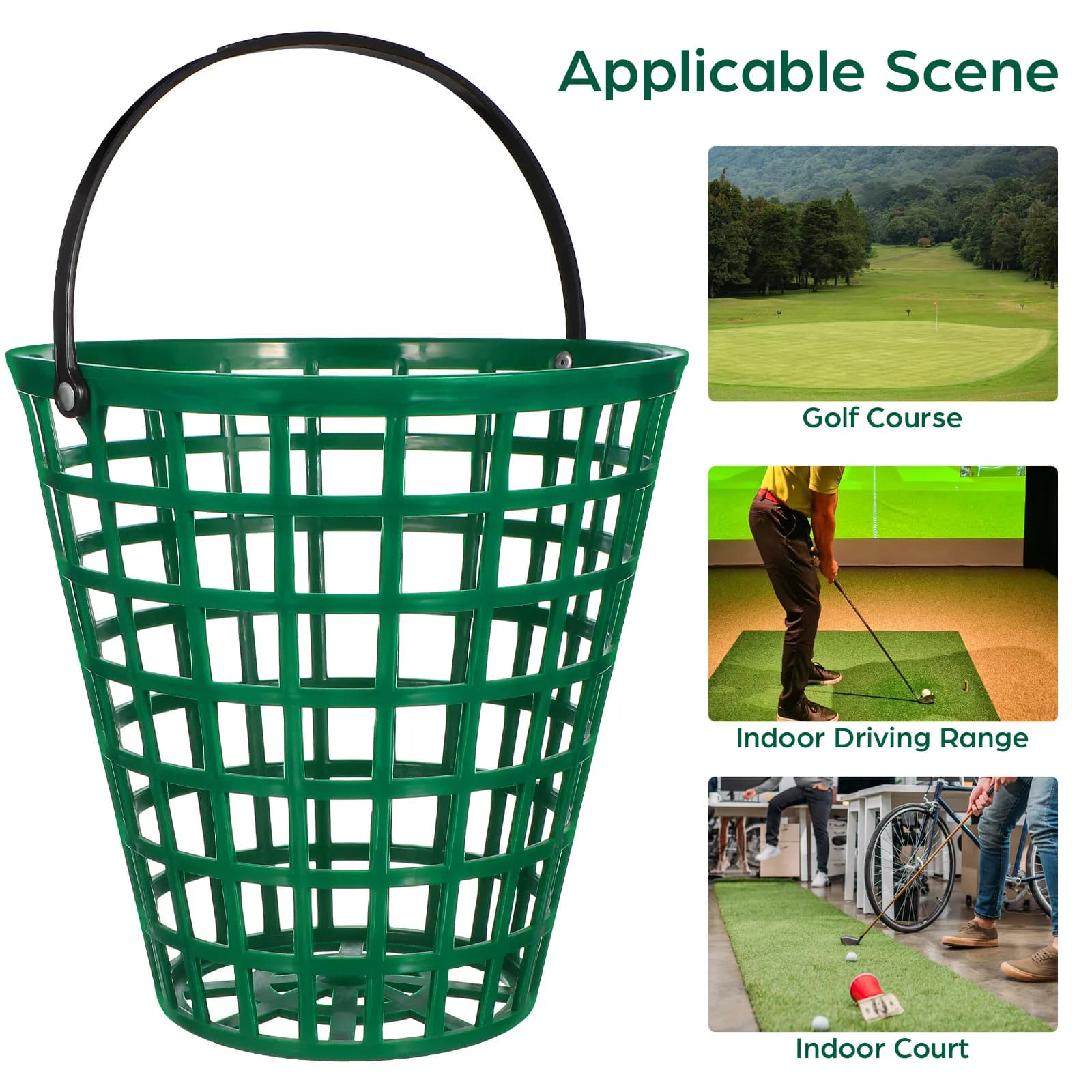 Contenitore per Palline da Golf da 100 Pezzi, Secchio Impilabile Antiruggine con Comoda Maniglia Girevole, per Esterni, Lunga Durata, Verde