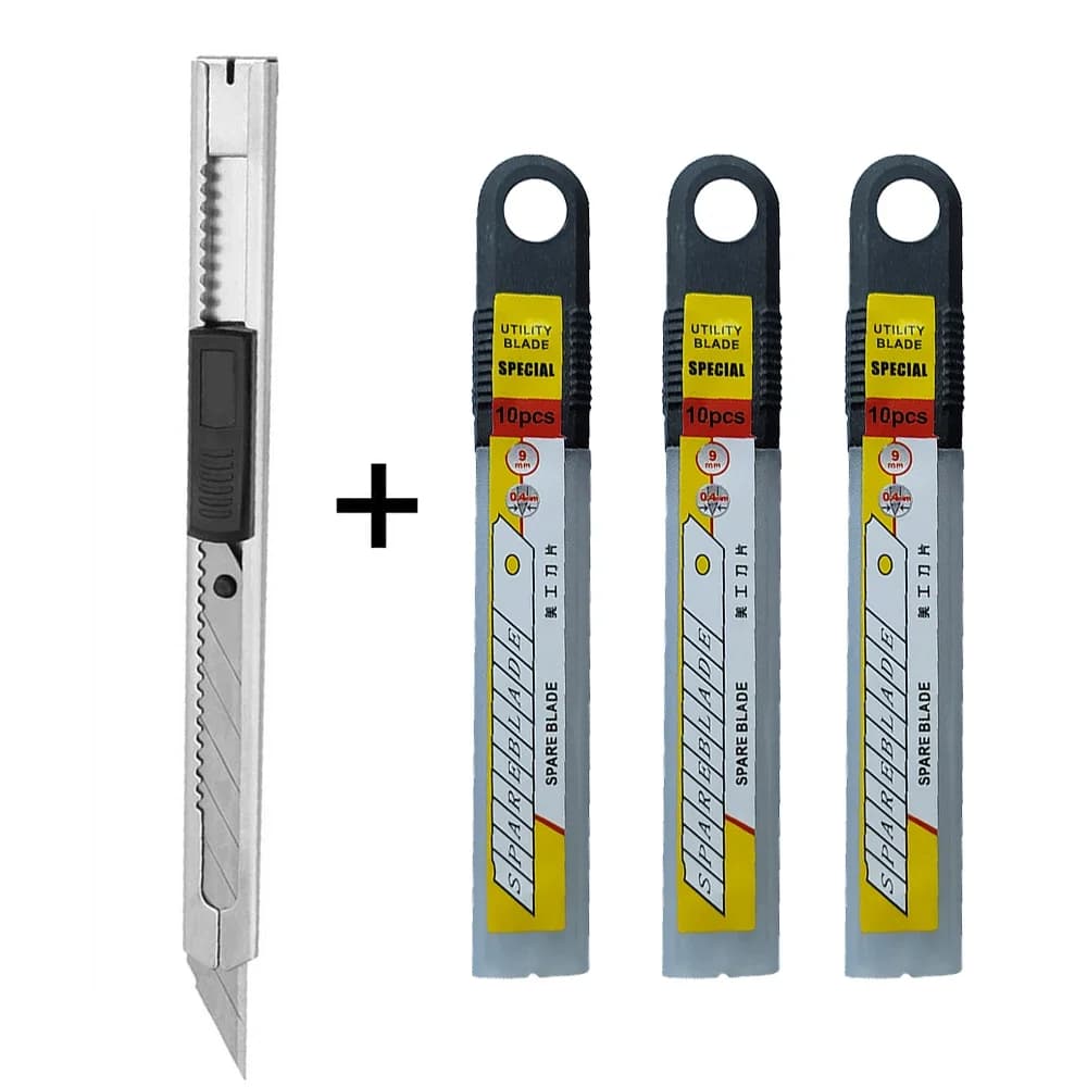 CNGZSY 1PC cancelleria ufficio Utility Knife 30PCS lame di ricambio per la creazione di insegne grafiche vinile Art Cutter Car Wrap Tools E02 + 3 e03
