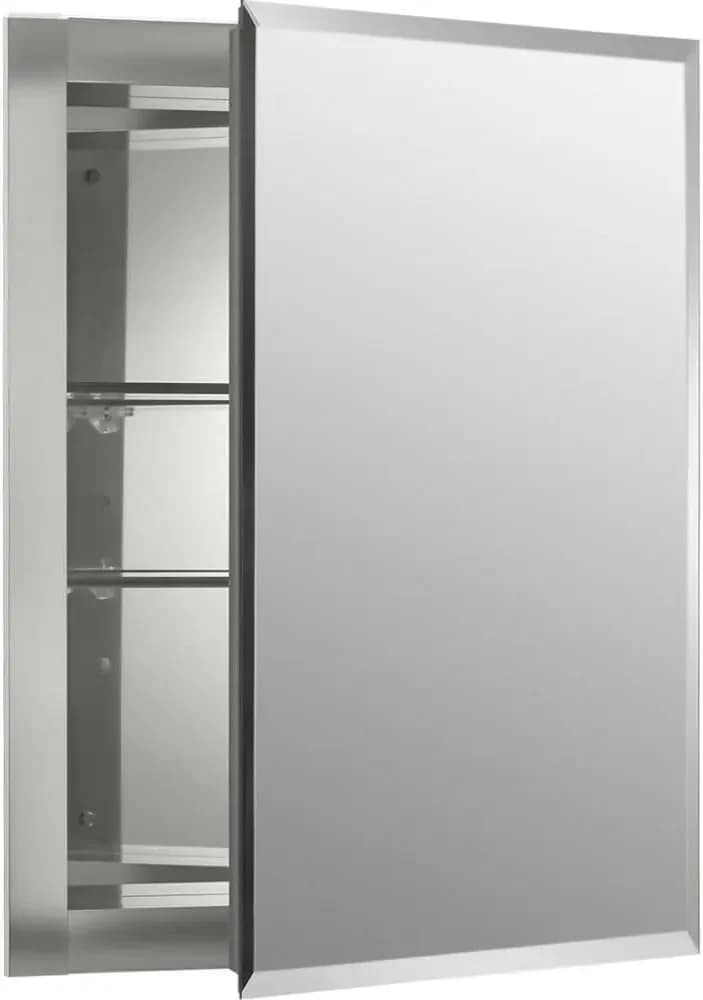 CB-CLR1620FS Armadietto a Specchio Senza Cornice per Bagno, Porta Singola, Bordo Smussato Rettangolare, Armadietto Specchio per Bagno, A