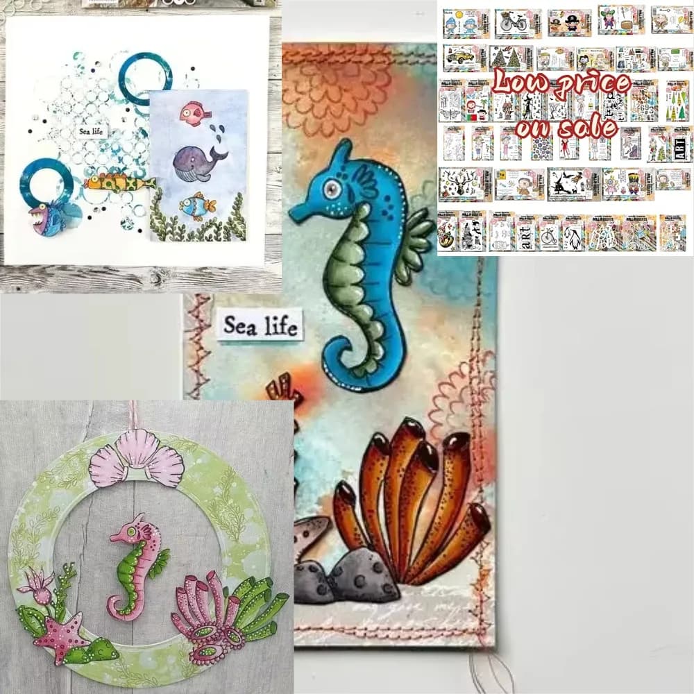 Seahorse and Fish metal cut dice and clear stamps scrapbooking to make paper engraving frames card craft set for 2025 new