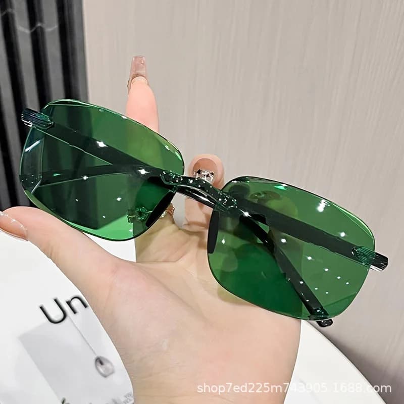 Occhiali da sole da uomo, popolari occhiali da sole anti-UV alla moda, senza montatura, con finiture eleganti, occhiali da sole protettivi.