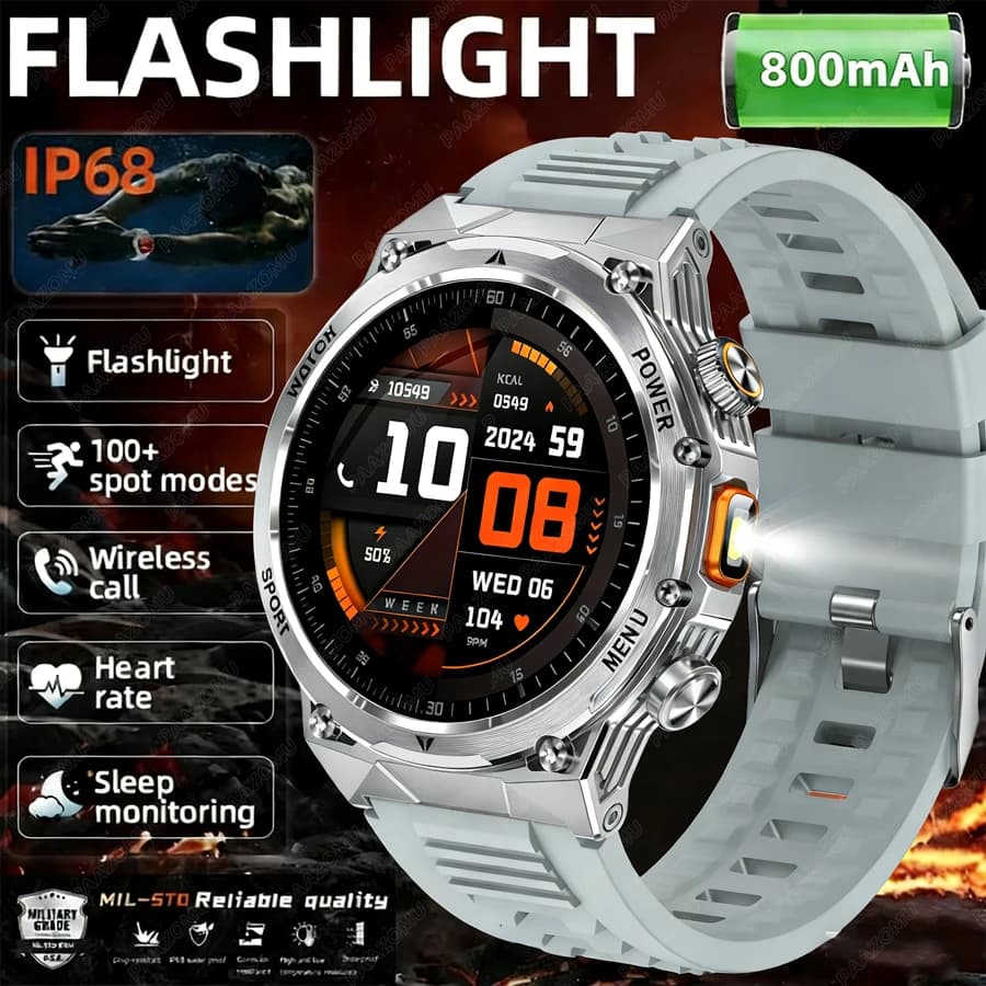 Smartwatch Sportivo per Uomo 2026 con Batteria Super Capacitiva da 800mAh, Schermo Grande da 1,8 Pollici, Chiamate Bluetooth, Impermeabile IP68