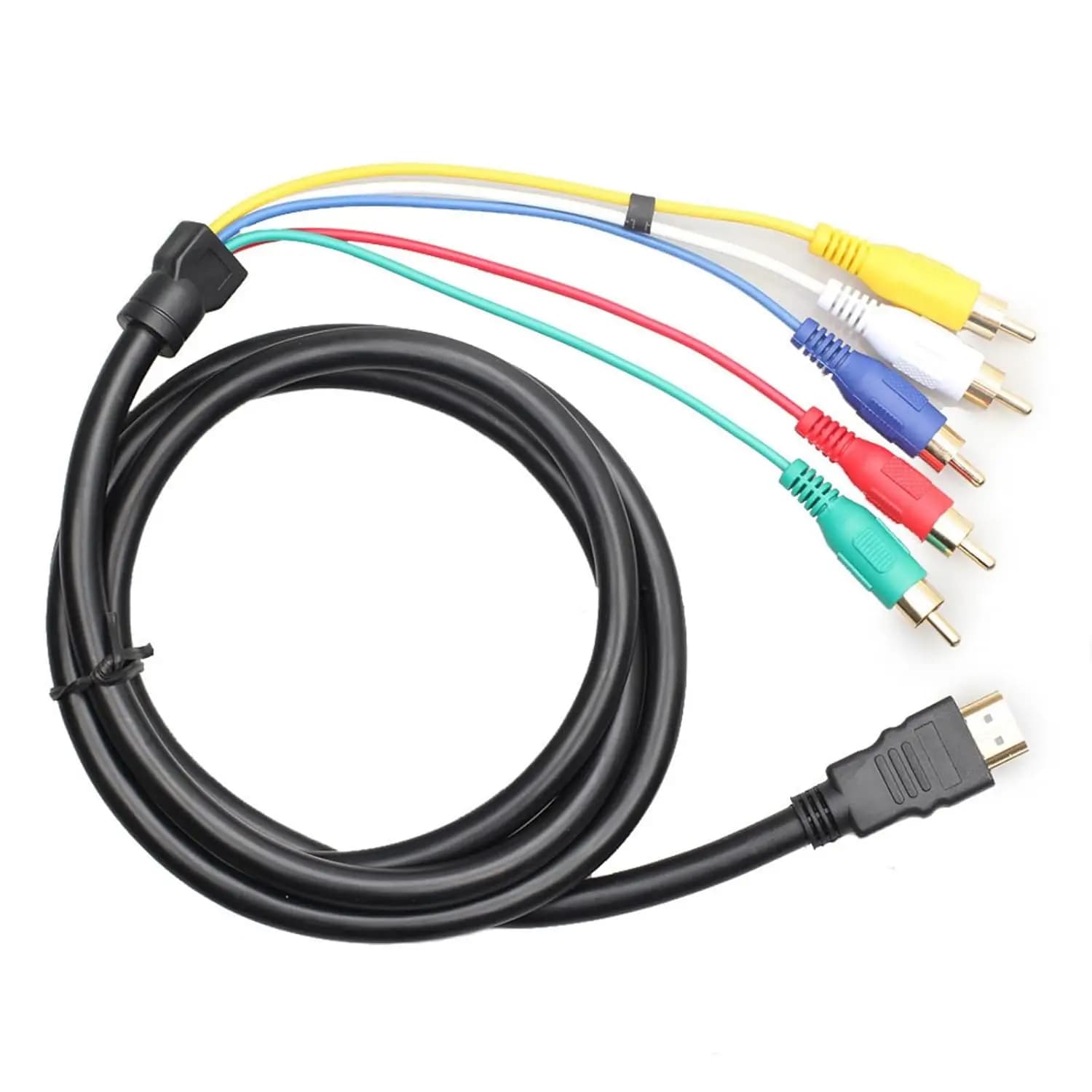 HDMI to RCA Cable, HDMI Type A Male to 5RCA Male Plug Video Audio Cale Converter Adapter Cable for HDTV Plasma TV DVD etc