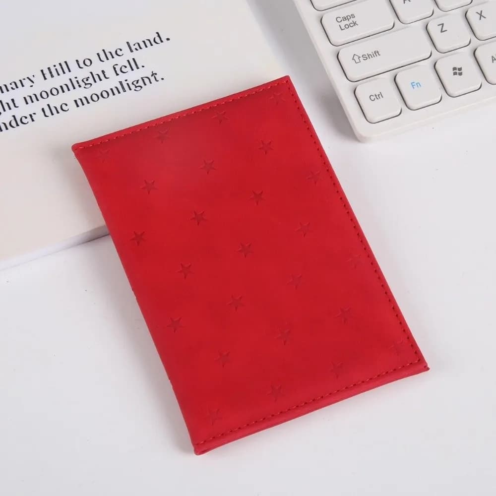 PU Leather Passport Cover Multi Card Slots Star Print Travel Document Wallet Anti-Scratch Lightweight Passport Holder