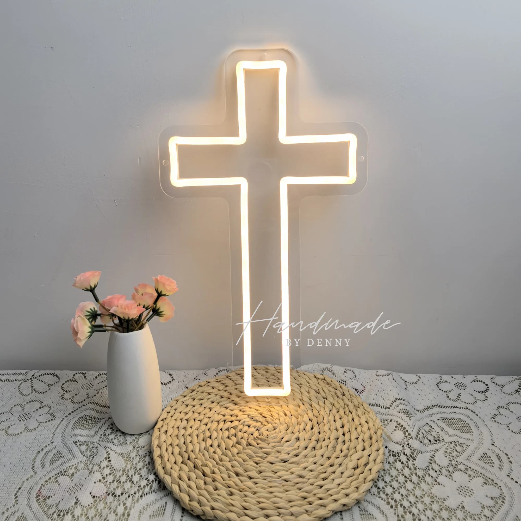 Jesus Cross Neon Signs,Cross Neon Sign Wall Lights Art Lamp Hanging for Home Room Bedroom Christian Wedding Party Wall Decor
