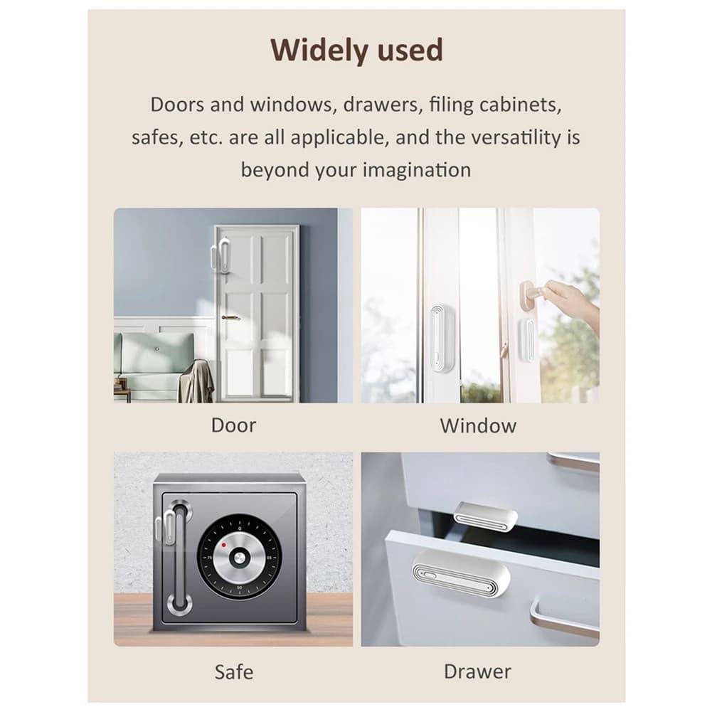 Sensore Magnetico Intelligente N82R Tuya Wifi per Porte e Finestre, Controllo App, USB, Wireless, Rilevatore di Allarme Magnetico per Porte