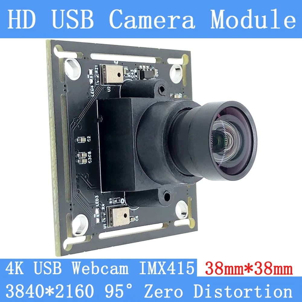 4K CCTV Webcam 3840x2160 95° Zero Distortion IMX415 UVC 30FPS USB Camera Module with Microphone for Security Surveillance