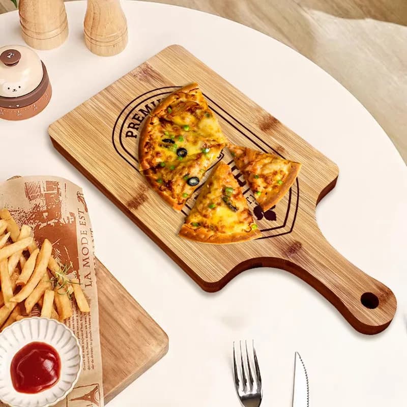 Wooden Cutting Boards with Handle Bamboo Wood Serving Kitchen Chopping Boards for Pizza Bread Cheese Charcuterie Vegetables