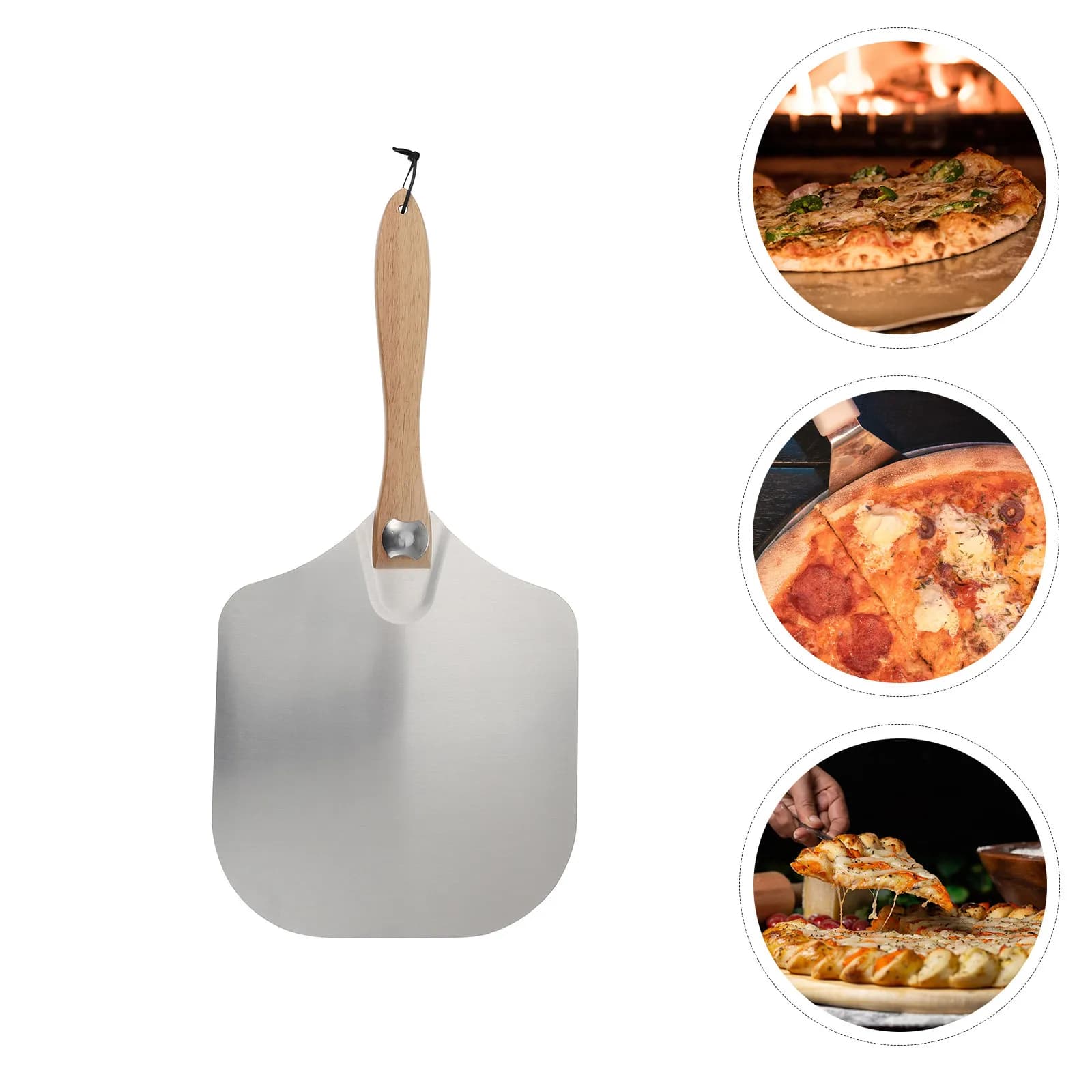 1Pcs Foldable Aluminum Pizza Peel with Detachable Non-Slip Wooden Handle Large Surface for Transferring Pizza Steak Pancakes
