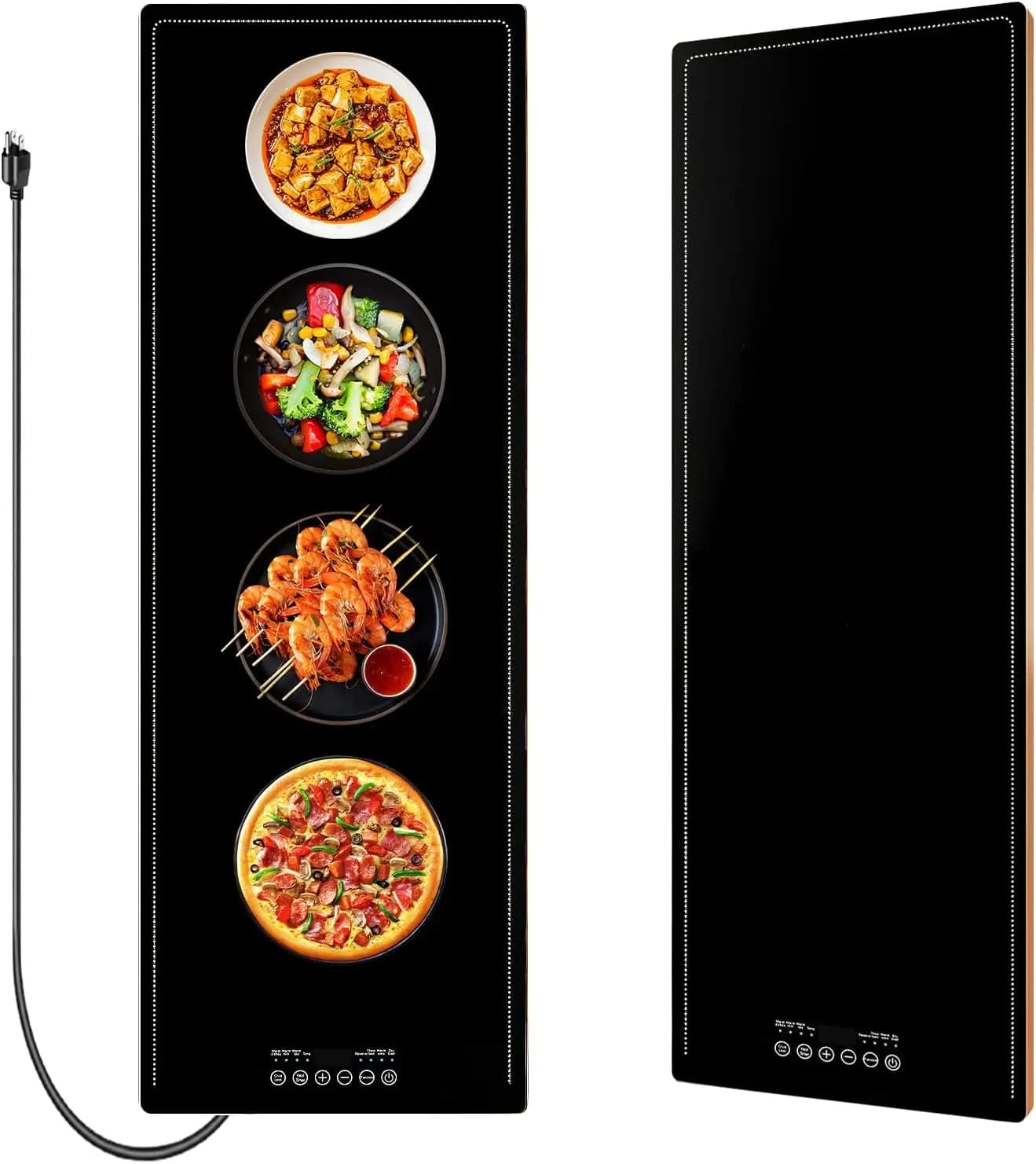Tappetino Riscaldante Elettrico Extra Large per Buffet, Vassoio per Alimenti con Controllo della Temperatura e Superficie in Vetro Temperato