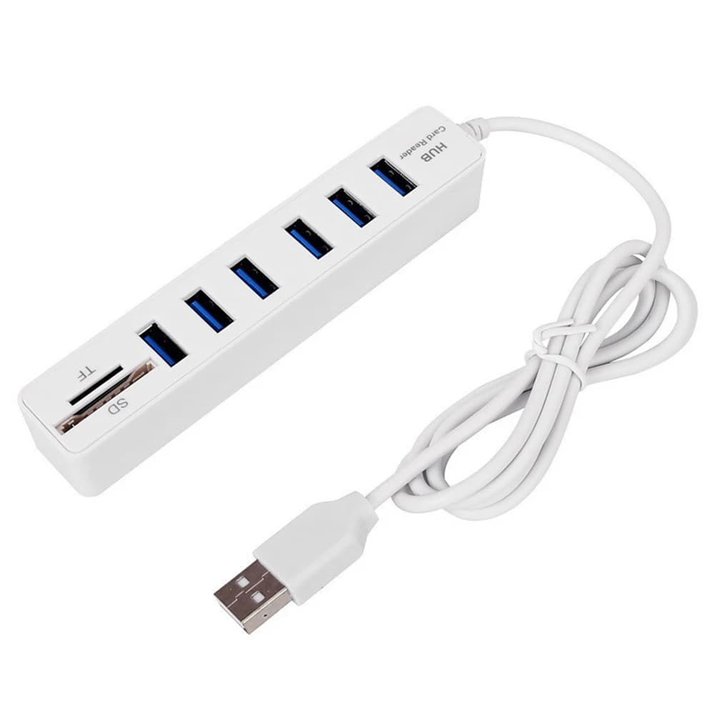 Hub Multi Splitter Porta Trasmissione ad alta velocità USB 6 porte Memoria Docking station TF Plug and Play per disco rigido mobile