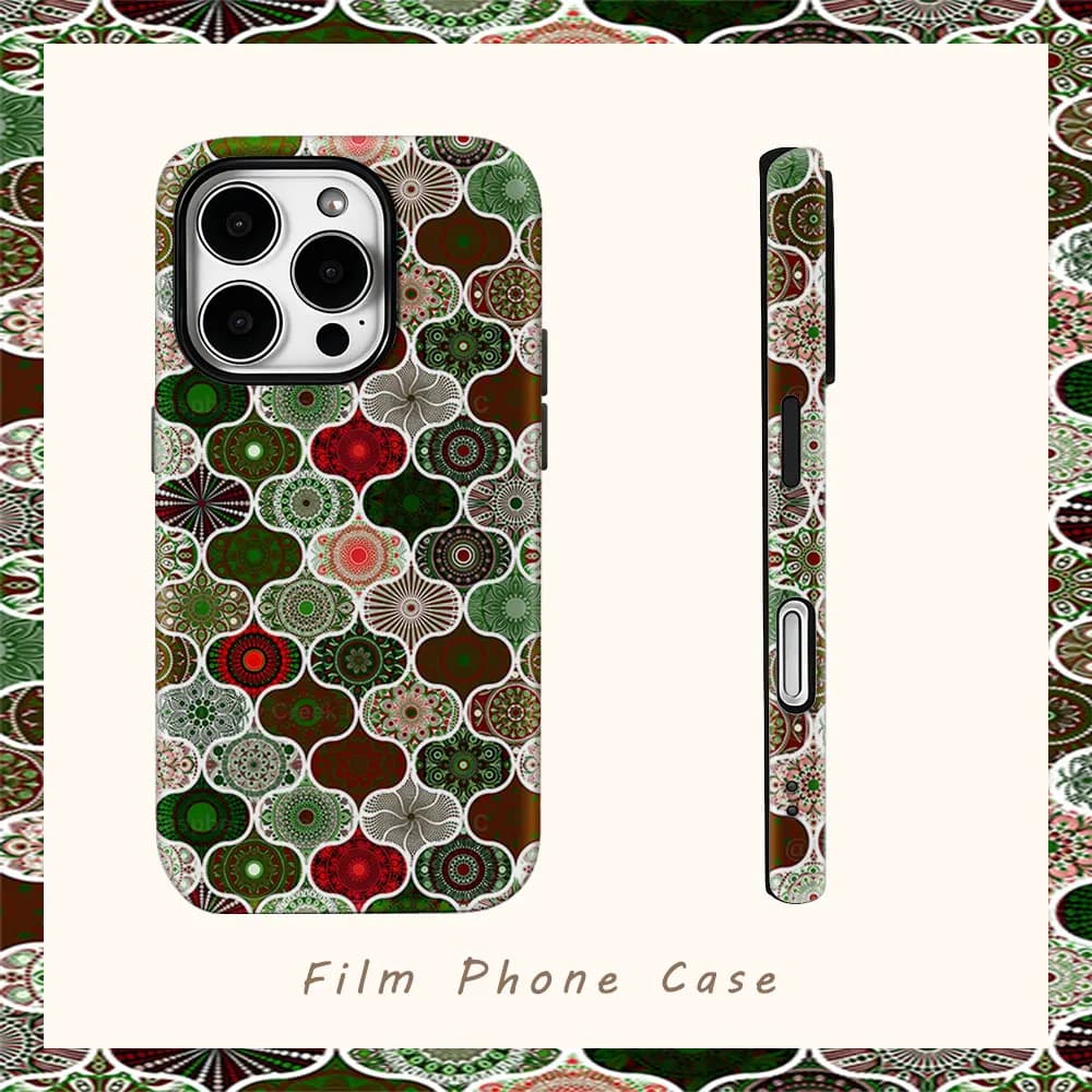 Boho Mandala Tile Double-Layer Tough Phone Case for iPhone 18/17/16/15/14/13 pro Max plus - Must-Haves Series