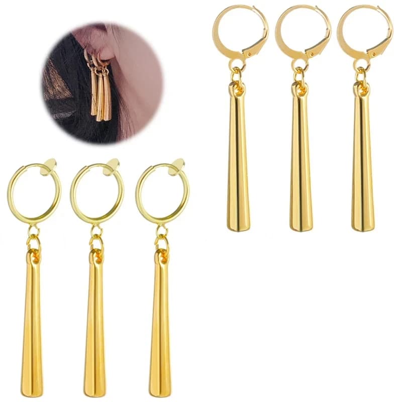 Anime Roronoa Zoro Cosplay Earrings 3Pcs/Set Pendant Ear Clips Studs Jewelry Accessories Costume Props Eardrop