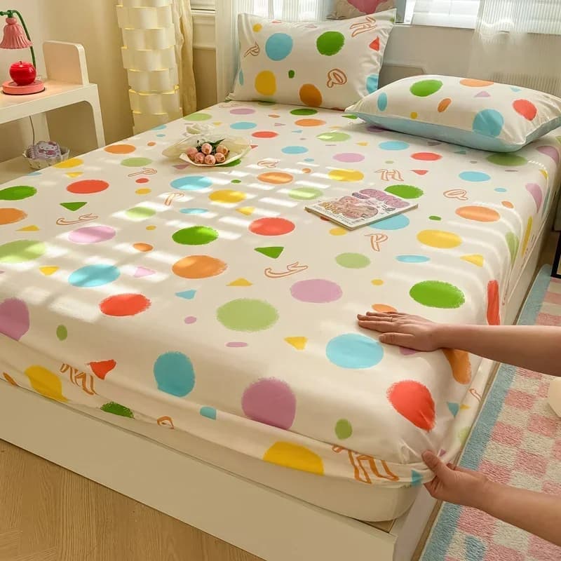 1 lenzuolo in cotone 100% lenzuolo con angoli stampato a forma di pesce cartone animato con fascia elastica lenzuola per letto singolo/queen/king in puro cotone