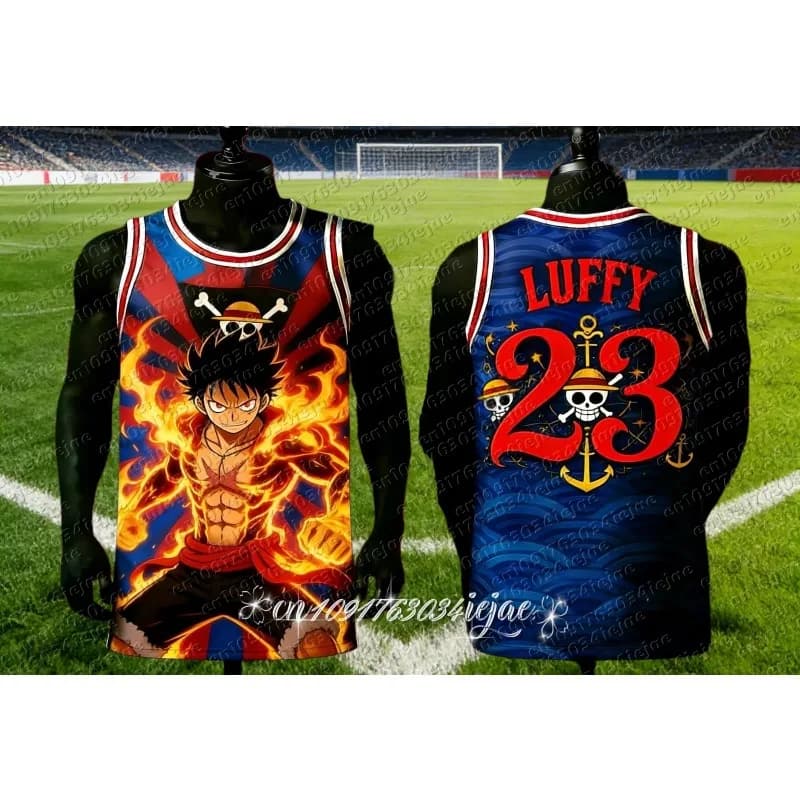 Nuova Maglia da Basket Edizione Speciale One Piece 2026, Gilet Luffy con Stampa 3D per Adulti e Bambini, Traspirante e Assorbente