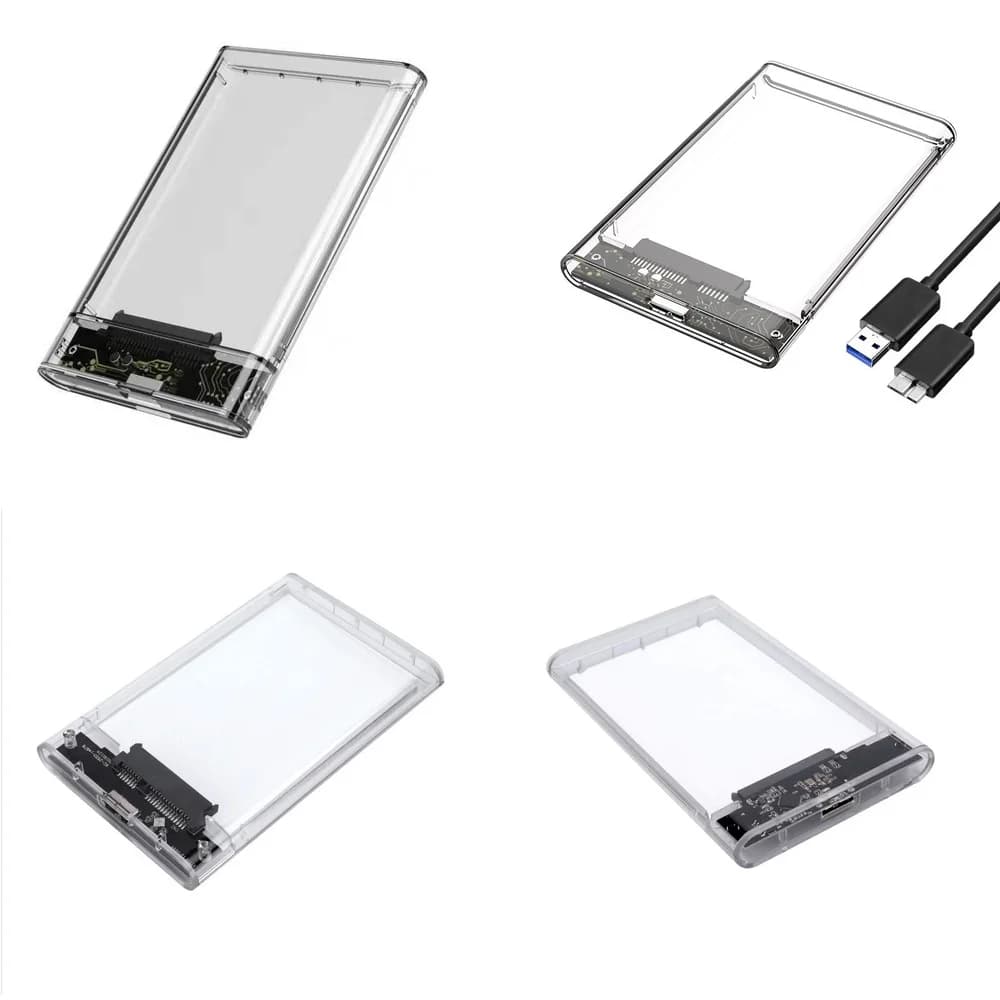 Box esterno per SSD/HDD SATA da 2,5 pollici per laptop, custodia USB 3.0 portatile trasparente per archiviazione mobile