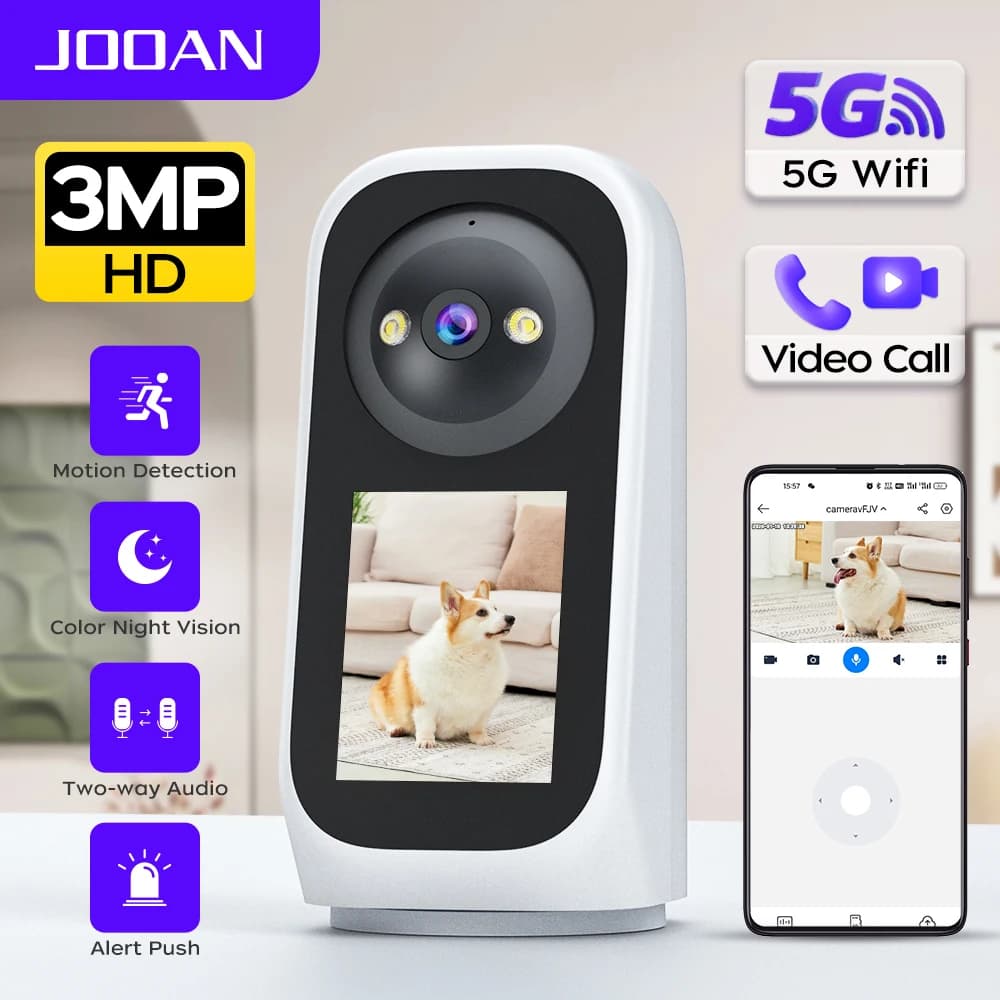 JOOAN Baby Monitor WiFi 3MP con Schermo Touch da 2,8 Pollici, Audio Bidirezionale, Visione Notturna, Telecamera di Sorveglianza