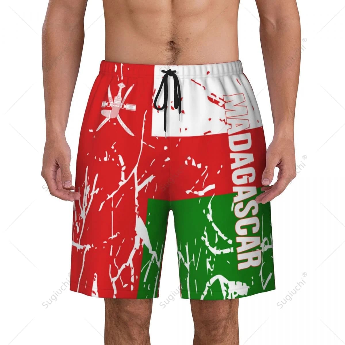 Men's Oman Flag Beach Pants Board Shorts Surfing Boys Soccer Cycling Swimwear Running Polyester