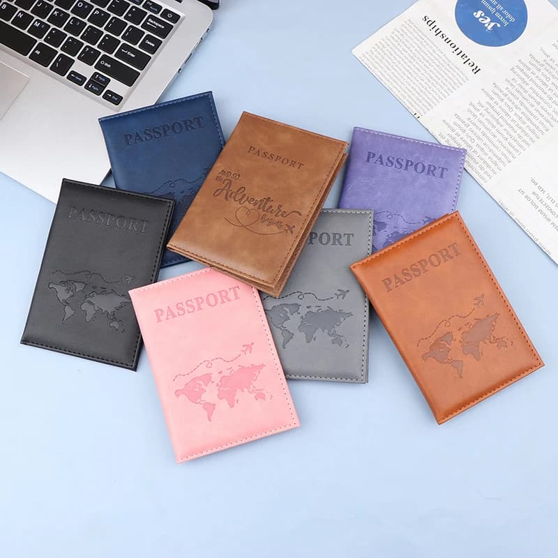 Custodia per carte di credito in pelle PU Unisex nuova copertura per passaporto di moda semplice mondo sottile sottile porta passaporto da viaggio portafoglio regalo