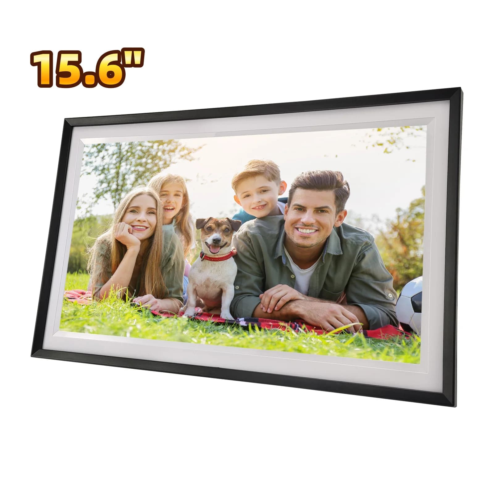 Cornice digitale FRAMEO - Cornice per foto digitale da 15,6 pollici con display HD touch screen 1920 * 1080 IPS, archiviazione integrata da 32 GB, Wal