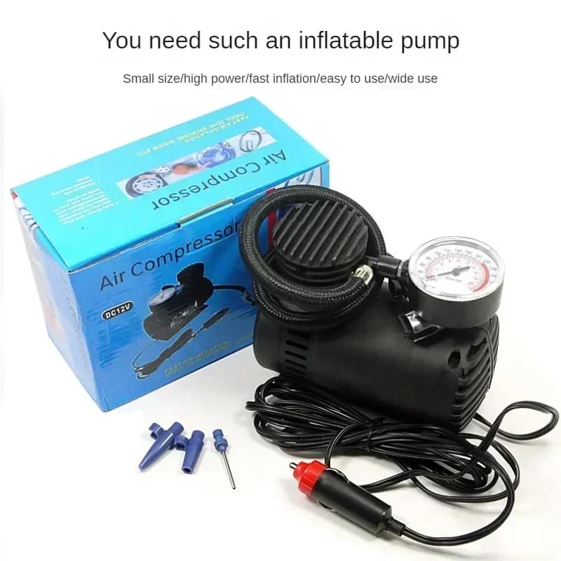 12V Auto Pompa di Aria Elettrica 300psi Compressore D'aria Gonfiatore Pneumatici Strumento Manometro Accendisigari Connettore Compatto