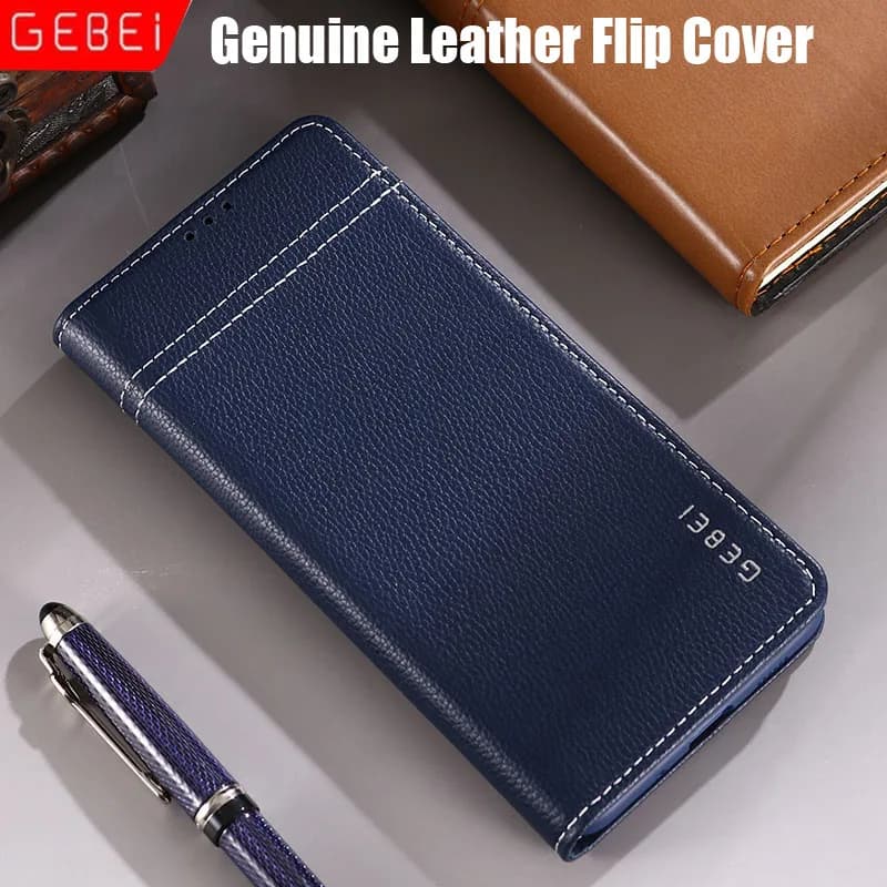 GEBEI Custodia in vera pelle con magnete a vibrazione con design chiuso per Samsung Galaxy S25 S24 S23 S22 Ultra S8 S9 S10 S20 Plus