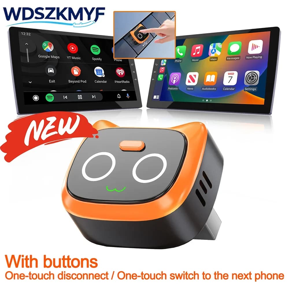 Stylish Update One-touch disconnect Wireless CarPlay Android Auto 2IN1 Wireless Adapter Smart Plug And Play 5.8G WiFi Universal