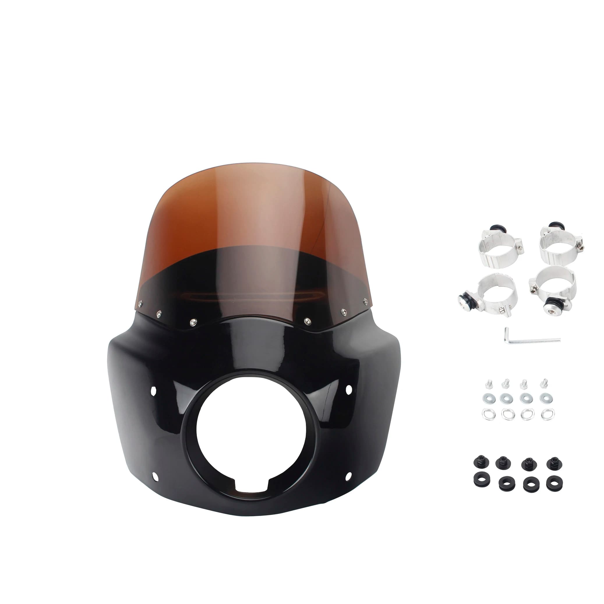 Moto Testa Della Lampada Parabrezza Carenatura Testa Anteriore Nero Carena Fumo Parabrezza Per Harley-Davidson Dyna Wide Glide FXDWG 2009