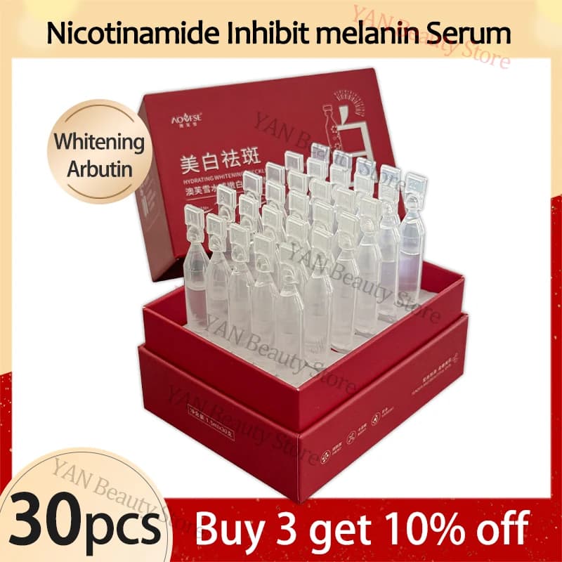 Essenza sbiancante profonda di arbutina Nicotinamide Gloss Schiarente per macchie Riduce la melanina Siero Vitamine Ridurre i pori Cura della pelle liscia