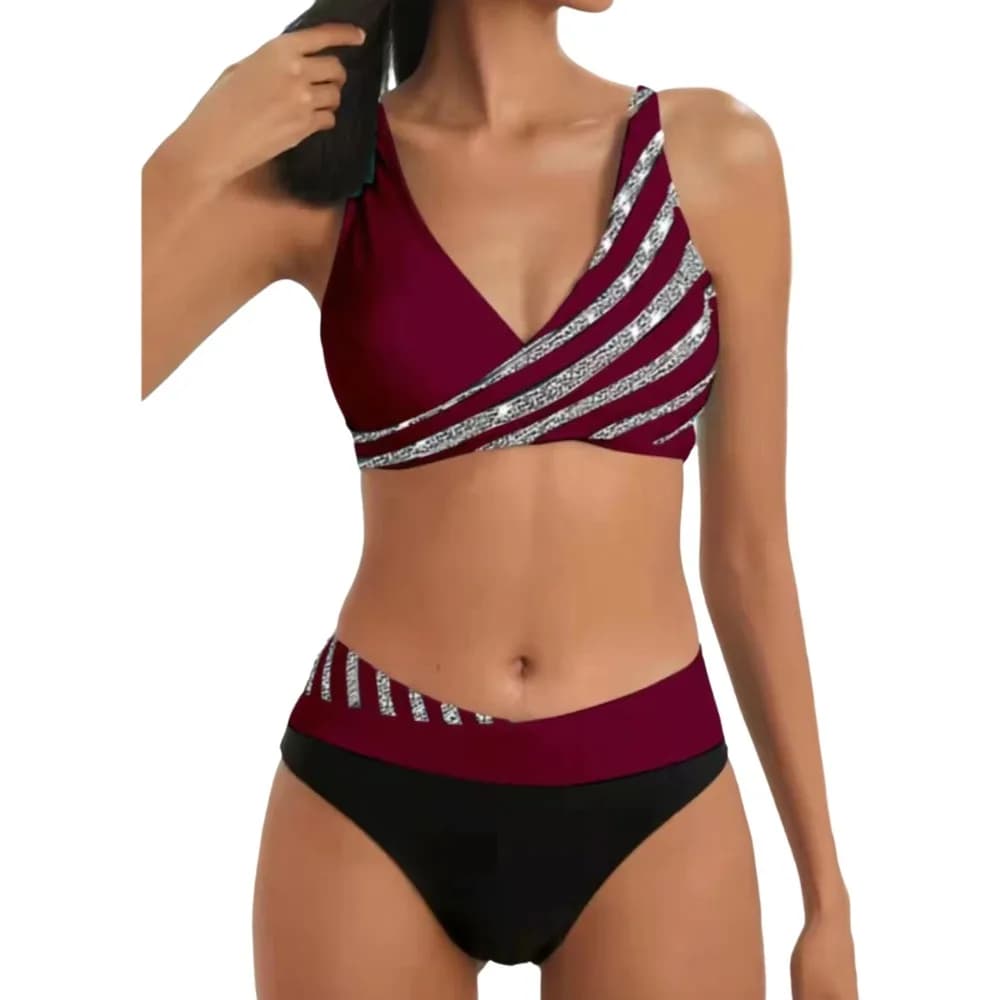 Sexy Vintage Bikini Set Adjustable Sexy Swimsuit High Waist Split-body Bathing Suit Woman