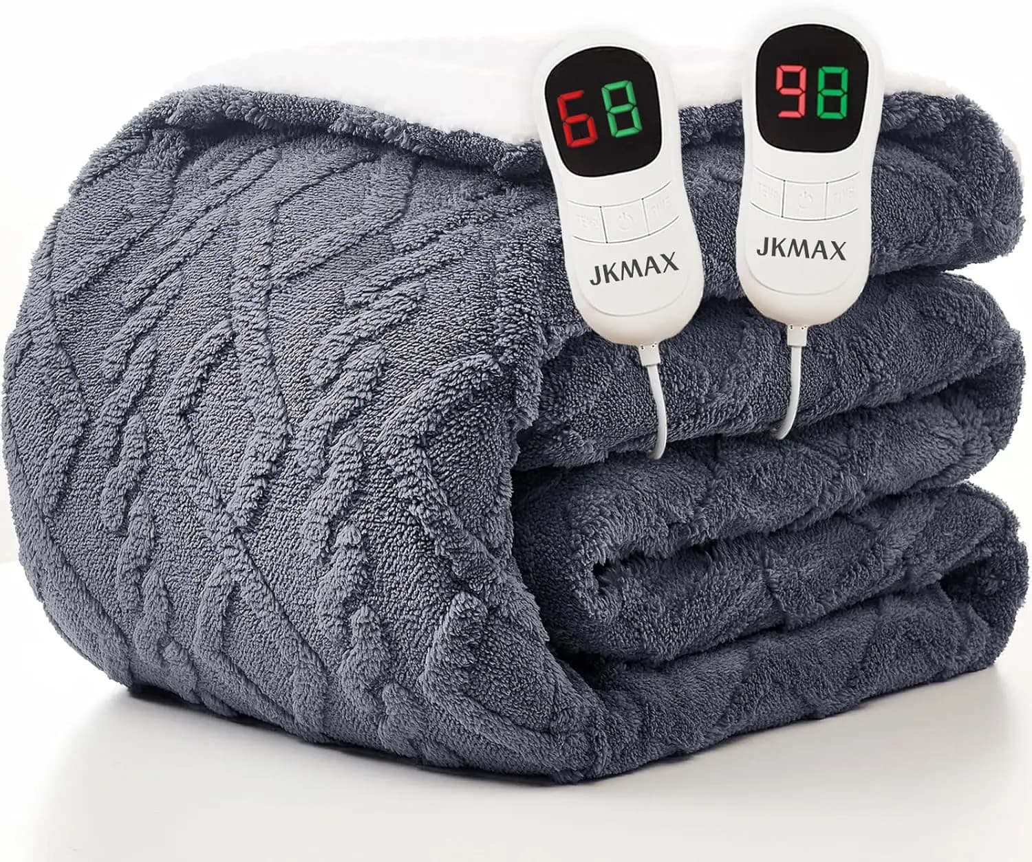 Coperta elettrica riscaldata Queen Size con 10 livelli di calore, 5 impostazioni timer, protezione da surriscaldamento e certificato ETL (grigio)
