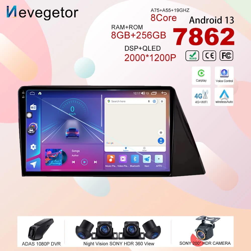 Auto Dvd Per Toyota Sienta 2015 Auto Android 13 Radio Stereo Lettore Multimediale di Navigazione GPS CPU ad alte prestazioni HDR QLED 2din