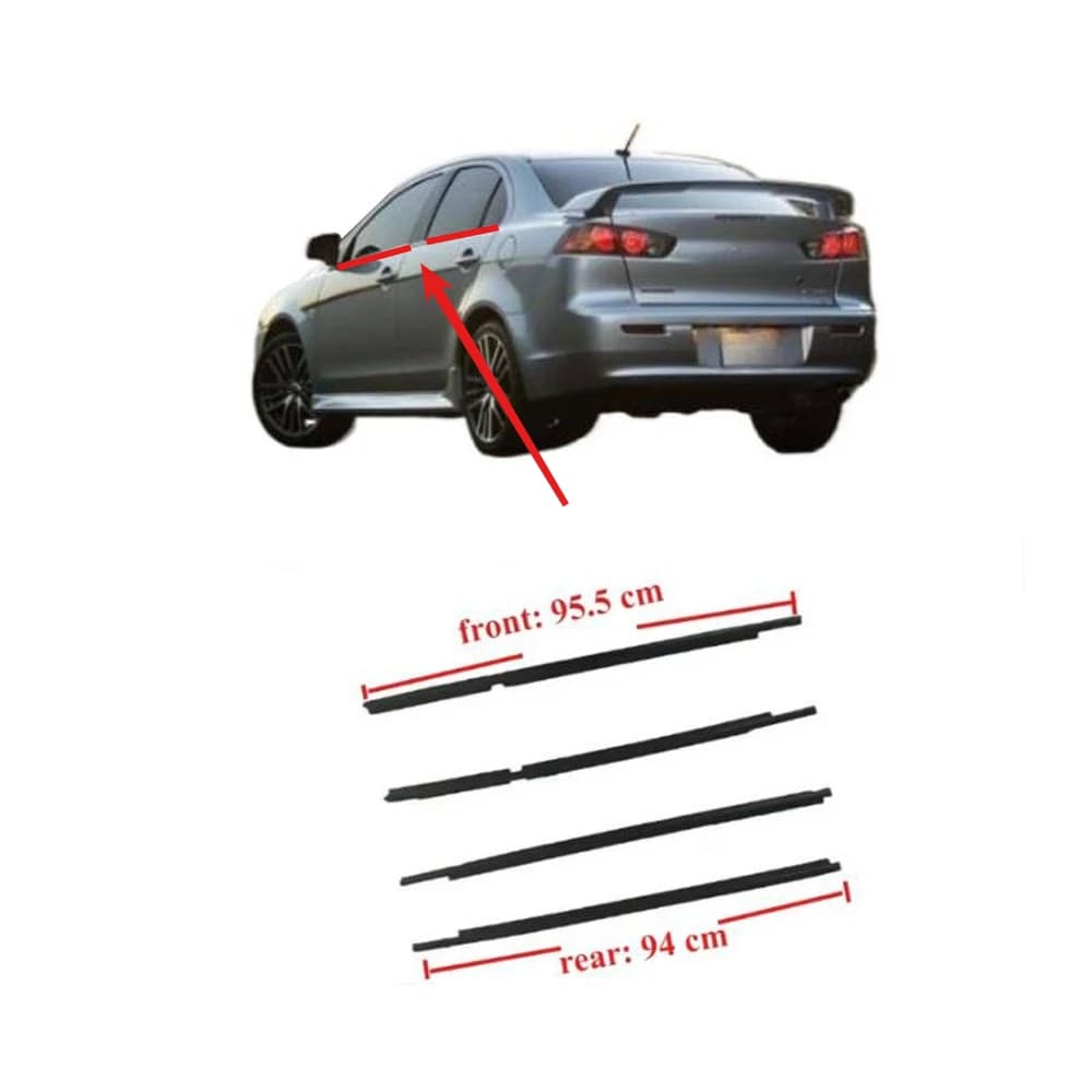 4 pezzi 5727A005 guarnizione per finestra esterna per Lancer CY CX finestra in gomma per vetro per Fortis Evo gomma laminata nera o cromata