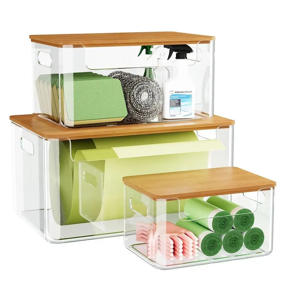 Extra Large Stackable Plastic Garbage Bag Holder Dispenser Under Sink or Kitchen, Pantry, Laundry Room, Cabinet Organizer and St