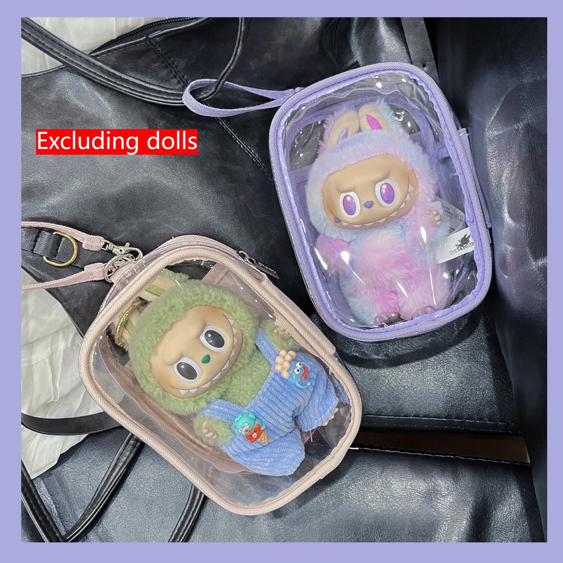 Borsa da appendere in PVC trasparente a prova di polvere Borsa da passeggio per bambole all'aperto Borsa da esposizione Borsa di stoccaggio trasparente per bambole Borsa da dolore da 16 cm Nuovo
