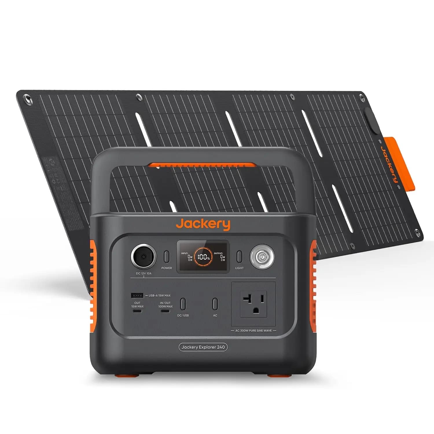 Generatore Solare 240 V2 con Mini Pannello Solare da 40W, Batteria LiFePO4 da 256Wh, Uscita AC da 300W e USB-C da 100W, Ricarica Solare Ultra Veloce, Personalizzabile