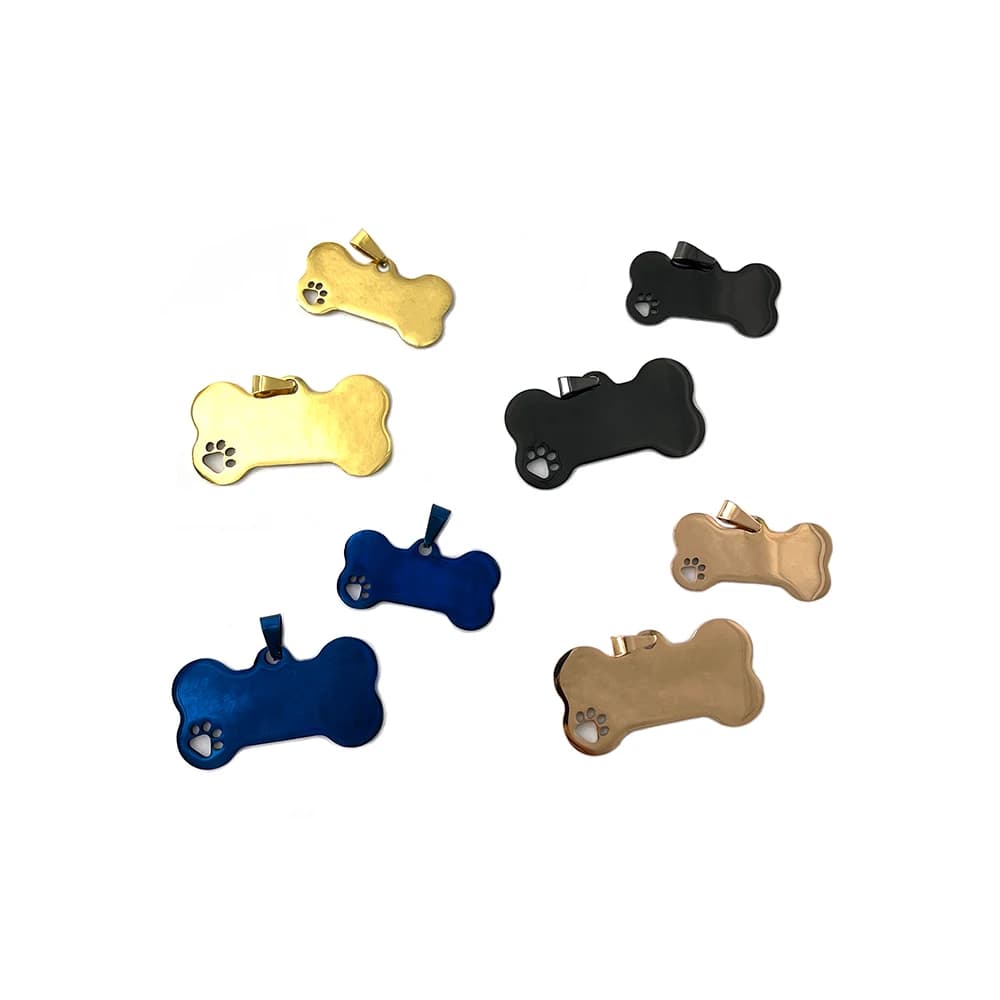 Tag per cani in acciaio inossidabile da 5 pezzi Tag identificativo per animali domestici inciso personalizzato Tag con nome per cani in bianco per collari Imbracature Guinzagli a forma di osso