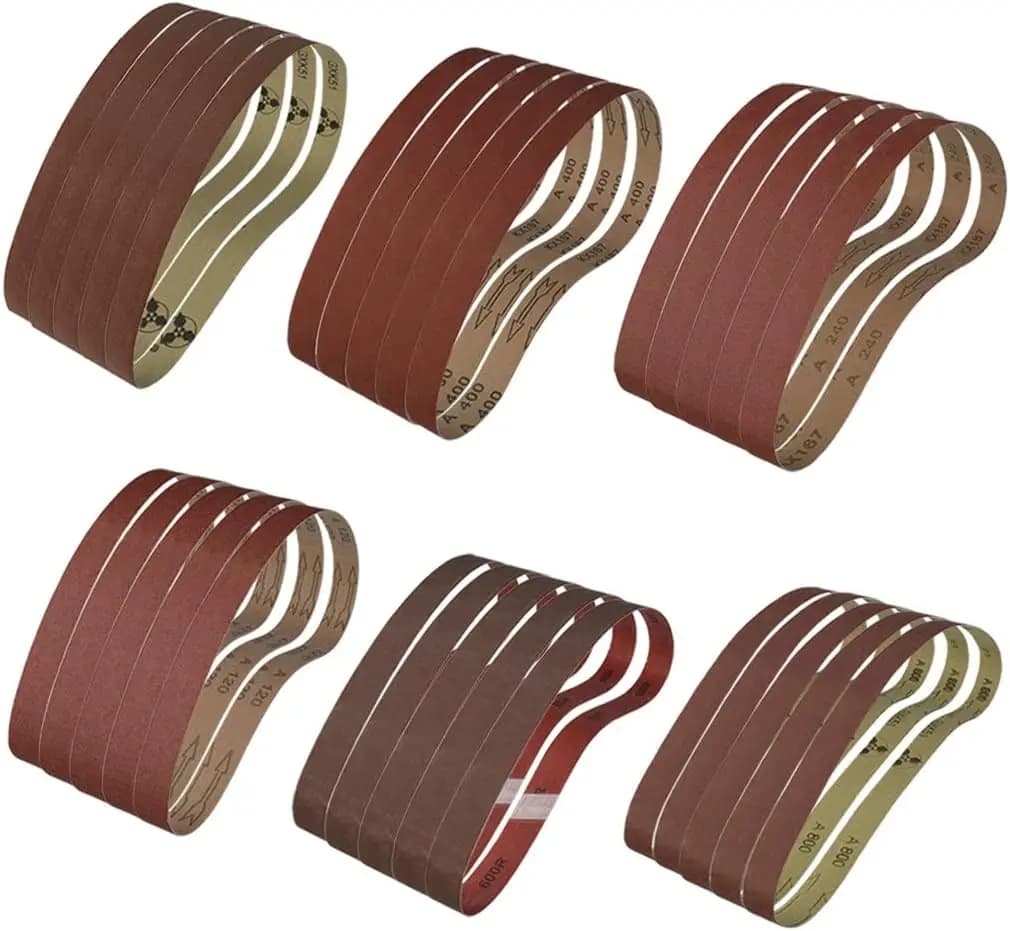 Confezione da 30 Nastri Abrasivi 120-1000 Grit, 5 di Ciascuno, 1x30 Pollici in Carburo di Silicio per Legno e Metallo